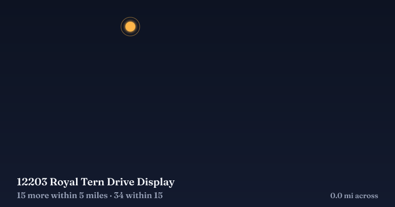 Map of 12203 Royal Tern Drive Display and the 34 other Christmas light displays within 15 miles