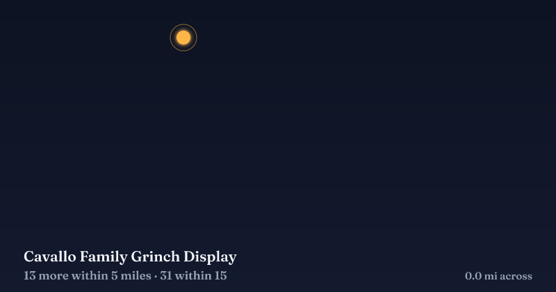 Map of Cavallo Family Grinch Display and the 31 other Christmas light displays within 15 miles
