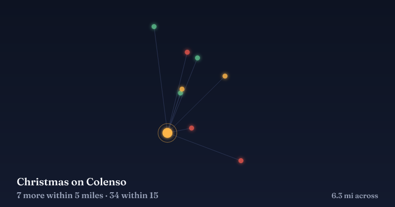 Map of Christmas on Colenso and the 34 other Christmas light displays within 15 miles
