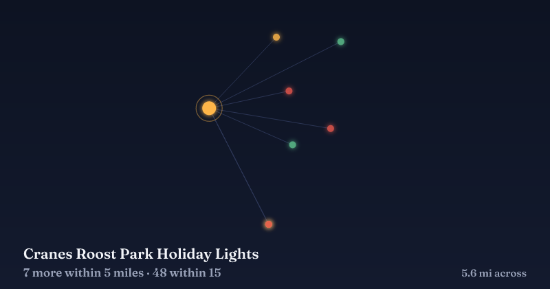 Map of Cranes Roost Park Holiday Lights and the 48 other Christmas light displays within 15 miles
