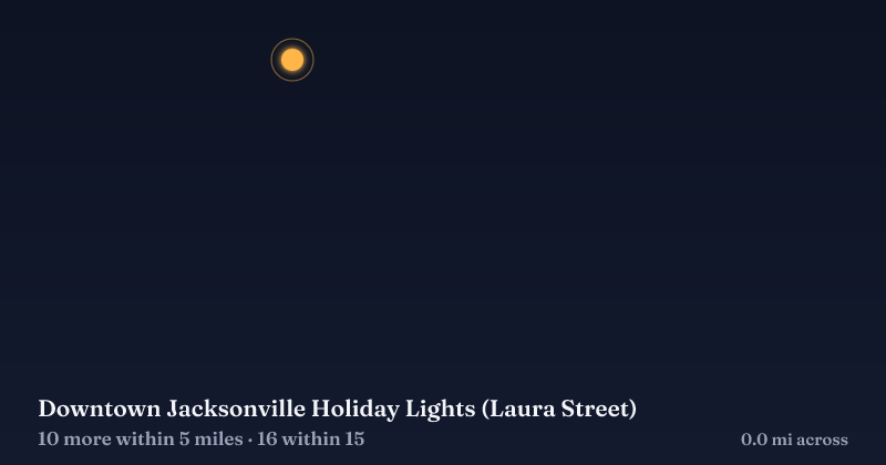 Map of Downtown Jacksonville Holiday Lights (Laura Street) and the 16 other Christmas light displays within 15 miles