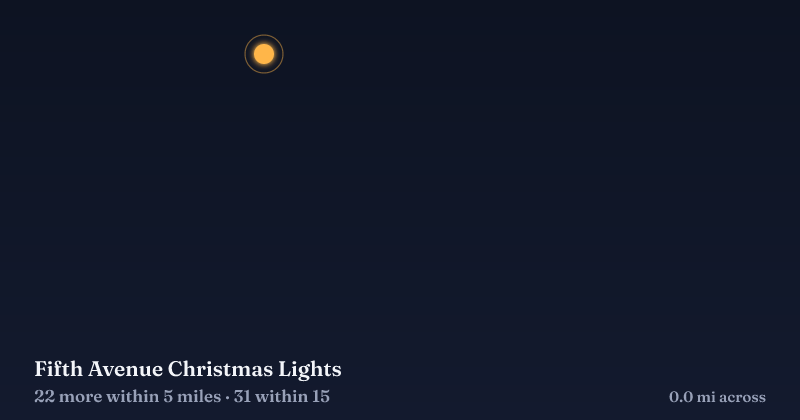 Map of Fifth Avenue Christmas Lights and the 31 other Christmas light displays within 15 miles