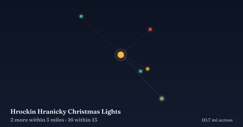 Map of Hrockin Hranicky Christmas Lights and the 16 other Christmas light displays within 15 miles