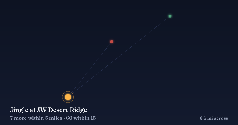 Map of Jingle at JW Desert Ridge and the 60 other Christmas light displays within 15 miles