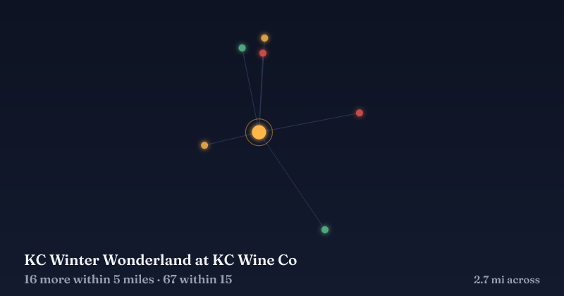 Map of KC Winter Wonderland at KC Wine Co and the 67 other Christmas light displays within 15 miles
