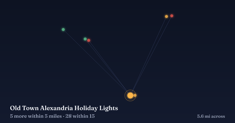 Map of Old Town Alexandria Holiday Lights and the 28 other Christmas light displays within 15 miles