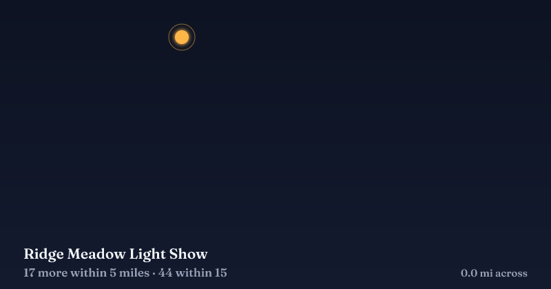 Map of Ridge Meadow Light Show and the 44 other Christmas light displays within 15 miles