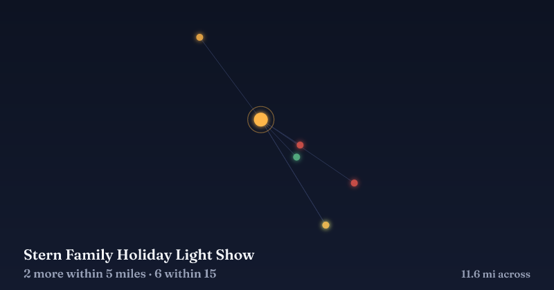 Map of Stern Family Holiday Light Show and the 6 other Christmas light displays within 15 miles