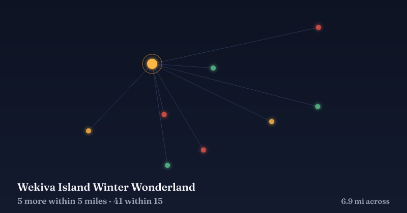 Map of Wekiva Island Winter Wonderland and the 41 other Christmas light displays within 15 miles