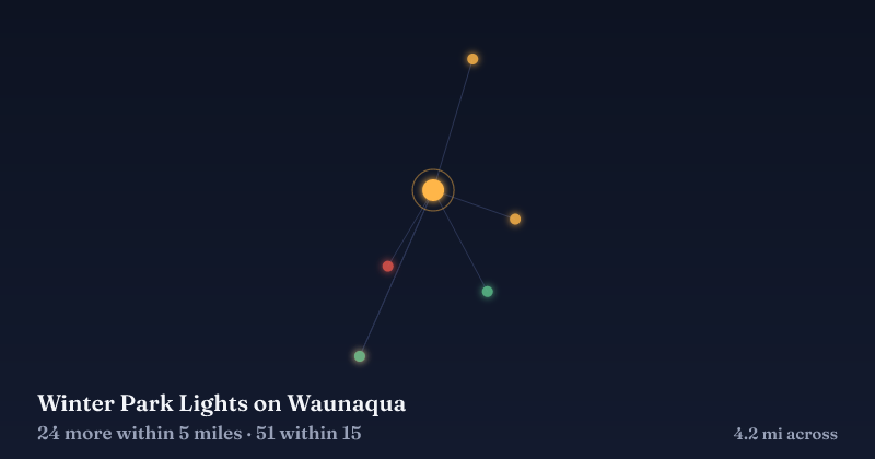 Map of Winter Park Lights on Waunaqua and the 51 other Christmas light displays within 15 miles