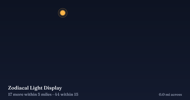 Map of Zodiacal Light Display and the 44 other Christmas light displays within 15 miles